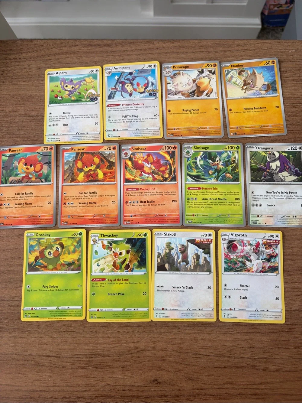 🐒 Monkeys & Primates Pokémon Card Lot | Aipom Grookey Mankey Oranguru ✨5/$25✨